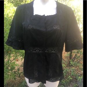INC International concepts black lace blouse